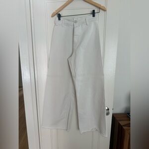 Zara Off-White High Waist Straight Leg Pants